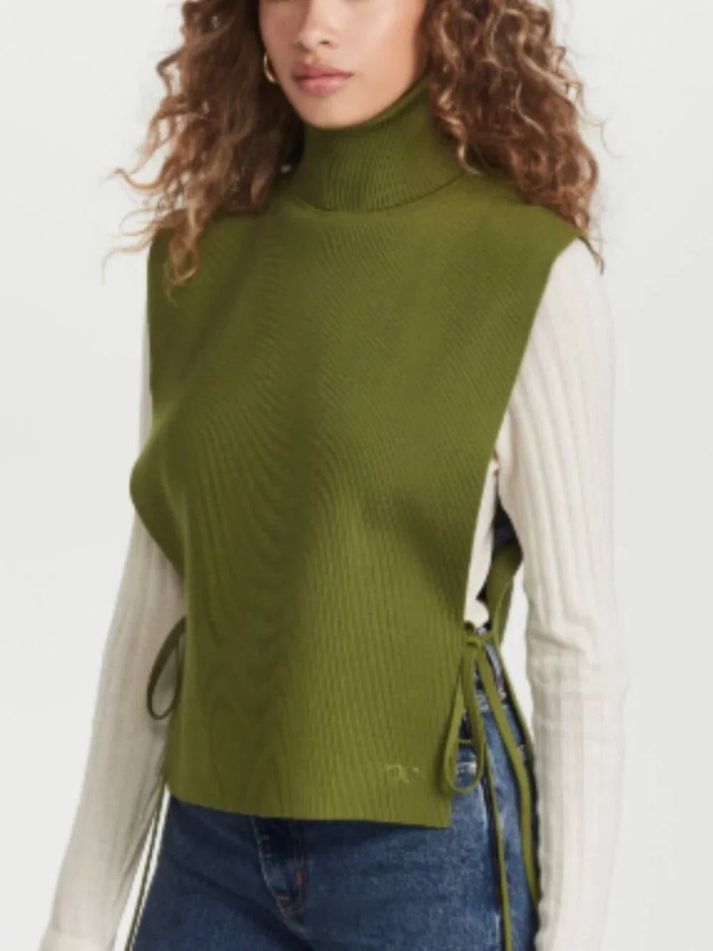 Tory Burch Ribbed Merino Wool Dickey Vest
